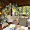 Dusty Blue Balloon Set, 60Pcs 12 Inch Slate Baby Blue White Sand Latex Balloon with Metallic Confetti Champagne Gold Helium Balloons for Birthday Party Baby Bridal Shower Boho Decortaions Supplies