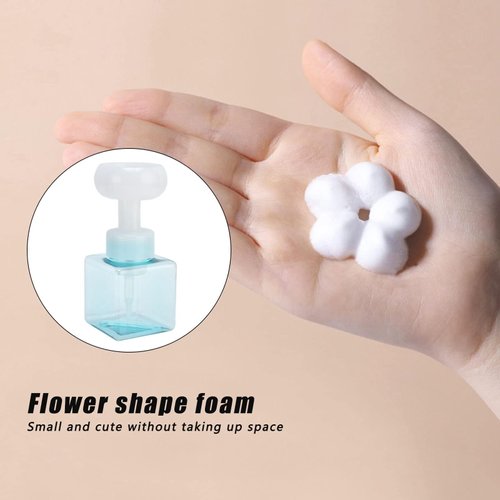 Flower Shape Foaming Soap Dispenser, 250ml Refillable Empty Foam Liquid Hand Soap Container Reusable Plastic Press Bottle for Bathroom(White)