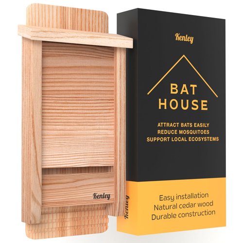 Kenley Bat House - Handcrafted Bat Box for Outside from Cedar Wood - Weatherproof Bat Houses for Outdoors - Bat Boxes Designed to Attract Bats - Easy for Bats to Land and Roost - Quick Installation