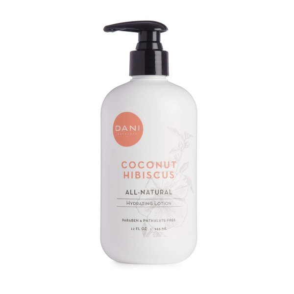 DANI Naturals Hand & Body Lotion- Coconut Hibiscus Scent, Moisturizing, Soothing & Nourishing Lotion for Women, Deep Hydration For Dull & Dry Skin, Natural & Organic Ingredients, Paraben-Free 12 Ounce