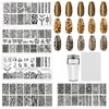 KAAGEE 5Pcs Leopard Print Nail Stamp Nail Stamping Plates Nail Art Stamping Plates Nail Design Stamp Nail Plate Template Nail Art Accessories Tools with 1 Nail Stamper, 1 Scraper