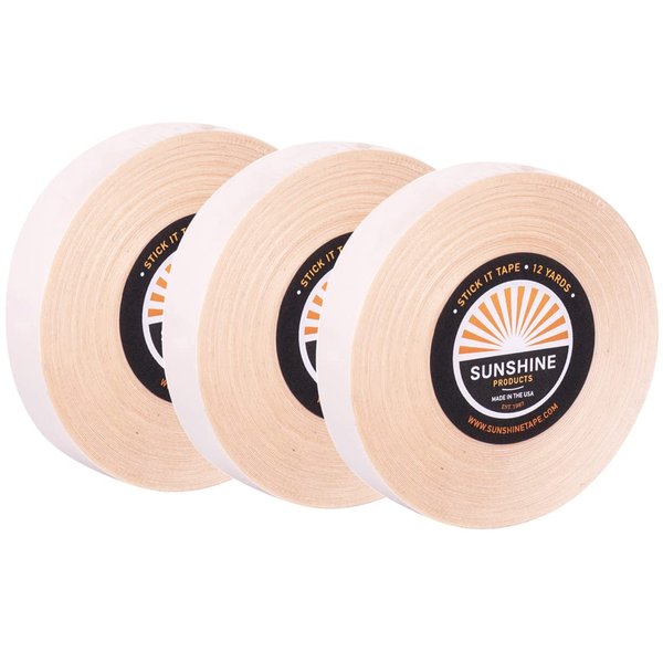 Sunshine Tape 3 Pack Stick It Wig Adhesive Tape Roll - 1/2" x 12 YDS - Double Sided, Medical Grade - Toupee and Wig Tape