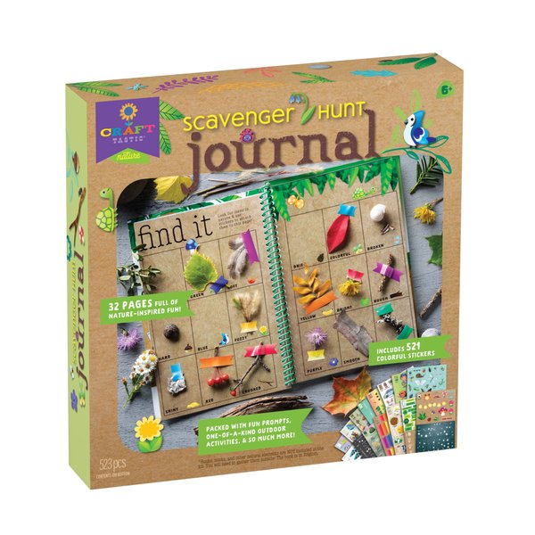 PlayMonster Craft-tastic Scavenger Hunt Journal - Nature DIY Craft Kit - 32 Page Journal with over 500 Stickers - Ages 6+