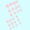 RUPOFUZA Almond Press on Nails Short Squoval Fake Nails Pink Ombre White False Nails with Glossy Press ons Designs Acrylic Nails Press on Artificial Nails Stick on Nails for Women 24Pcs