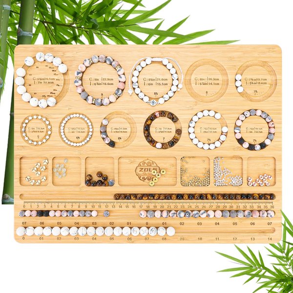 ZDLS Bracelet Bead Board，Wooden Bead Tray for Jewelry Making Bracelet Ideal for Beginners and Professionals 15.3X 11.2 x 0.5 Inches