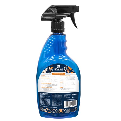 Roman’s E-Z Hang Peel & Stick Wallpaper Helper + Pre-Pasted Activator, Clear, Non-Staining, 32 Fluid Ounces