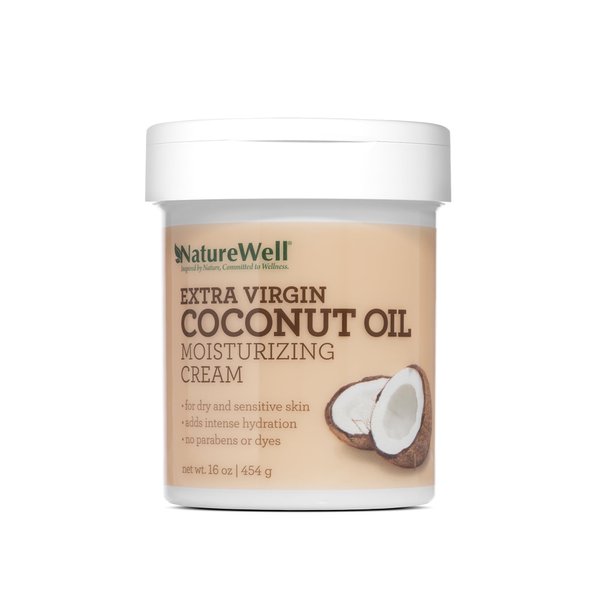 NATURE WELL Extra Virgin Coconut Oil Moisturizing Cream for Face, Body, & Hands, Restores Skin's Moisture Barrier, Provides Intense Hydration For Dry & Dull Skin,16 Oz (Packaging May Vary)