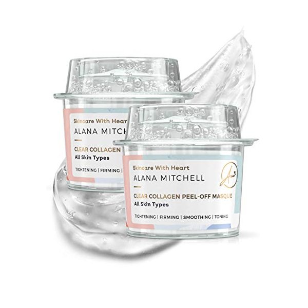 Alana Mitchell Anti Aging Peel Off Collagen Face Mask For All Skin Types Instantly Reduces Wrinkles & Fine Lines - Tightening Firming Smoothing & Toning - All Natural (Two Pack)
