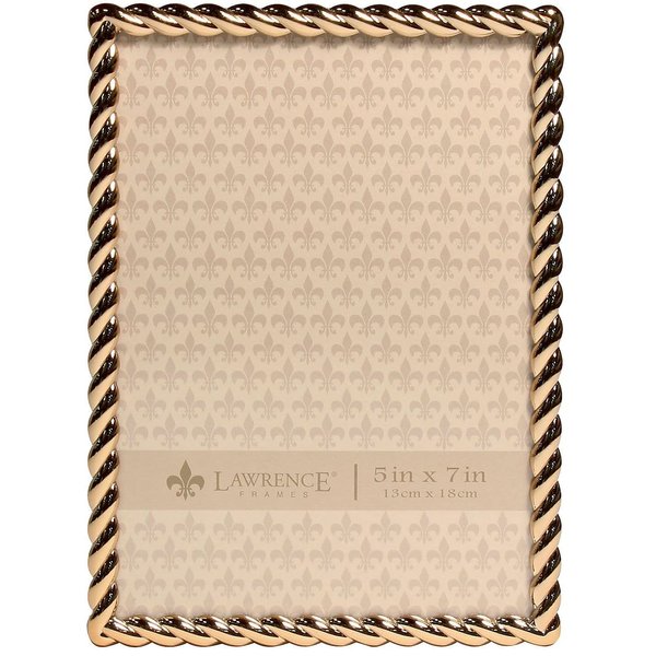 Lawrence Frames Rope Design Metal Frame, 5x7, Gold