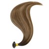 Full Shine U Tip Human Hair Extensions 18inch Keratin Bond Hair Extensions Dark Rooted Hair Extensions Balayage Brown Highlight with Blonde 50g/50s Straight Extensions