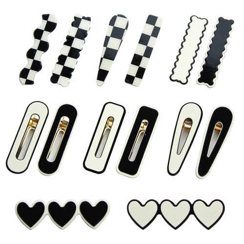 14 PCS No Bend Hair Clips Black White Hair Barrettes Fashion Cute Acrylic Hair Pins for Women Korean Styling Minimalist Hairpin Vintage Hairpin Gift Hair Accessories