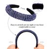 Wecoe Navy Blue Headband Fashion Rhinestone Headband Women Padded Headband Fancy Bling Diamond Sparkle Crystal Beaded Headband Cute Hair Band Holiday Hair Accessories For Women Girls Day Gifts