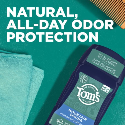 Tom's of Maine Long-Lasting Aluminum-Free Natural Deodorant for Men, Mountain Spring, 2.8 oz. 3-Pack (Packaging May Vary)
