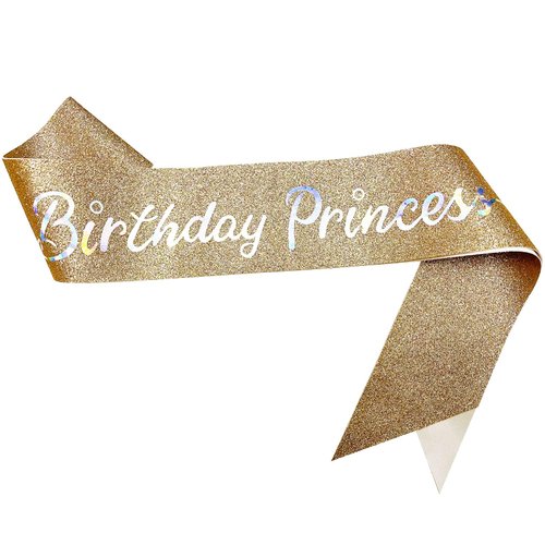 NAUXIUDSJS Birthday Sash for Women, Birthday Princess Glitter Sash with Multi color Foil, Party Favors Supplies for 18th 21st 30th 40th 50th 60th 70th 80th or Any Bday Party,Rosegold
