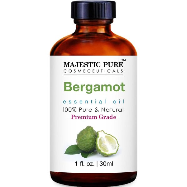MAJESTIC PURE Bergamot Essential Oil, Premium Grade, Pure and Natural, for Aromatherapy, Massage, Topical & Household Uses, 1 fl oz