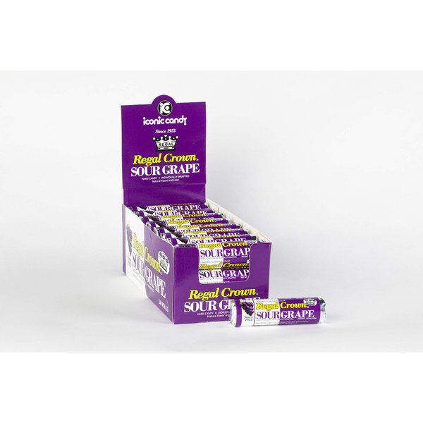 Regal Crown Sour Grape Candy Rolls | Traditional Sour Grapes Candy | Tart and Tangy Old Fashioned Sour Grape Hard Candy Brought To You By Iconic Candy | 24 Count