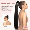 LONAI Ponytail Extensions, Versatile Elastic Band Brown Ponytail Extension for Women, 32" Long Straight Soft Natural Synthetic Pony Tails-Chocolate Brown