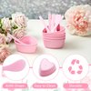 Teenyyou 10 Sets Plastic Heart Shaped Facial Mask Mixing Bowl with Spatula Esthetician Supplies Pink Facemask Bowl DIY Skin Care Mixing Tool Kit for Lady Women Home Beauty Salon Use