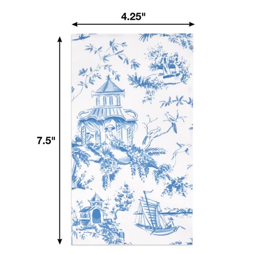 Gift Boutique 100 Blue Tuscan Guest Napkins Decorative Hand Towels 3 Ply Disposable Paper Tuscany Pagoda Napkins for Bathroom Toilet Powder Room Holiday Wedding Bridal Shower Dinner Party Napkin Towel