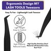 My Lash Tools New Fiber Tip Lash Tweezers for Eyelash Extensions Professional Lash Tech Supplies Must Haves Volume Boot Eyelash Tweezers 12cm Stainless Steel Fan Making Lashing Tweezer (Black)