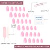 Glamnetic Press On Nails - Think Pink | Solid Opaque Light Pastel Pink Short Oval Nails, Reusable | 15 Sizes - 30 Nail Kit