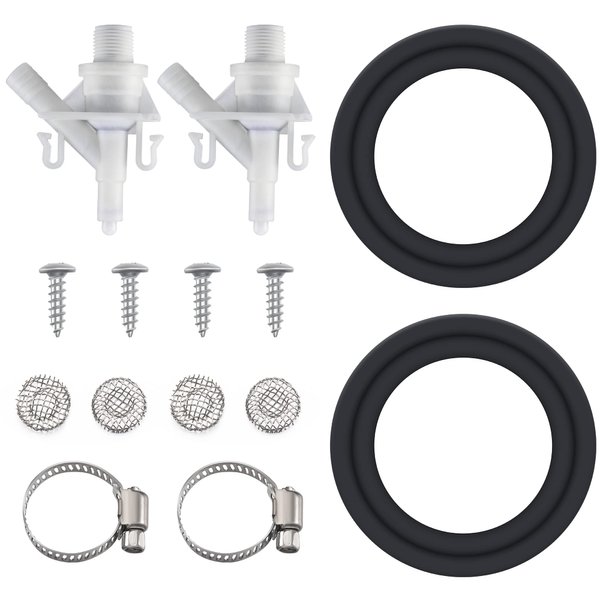 Dreyoo 2 Pcs RV Toilet Valve with RV Toilet Ball Seal, Water Valve Replacement Kit 385311641 Compatible with 300 310 320 Series Pedal Flush Valve Toilets RV Toilet Parts Seal for Camper Toilet