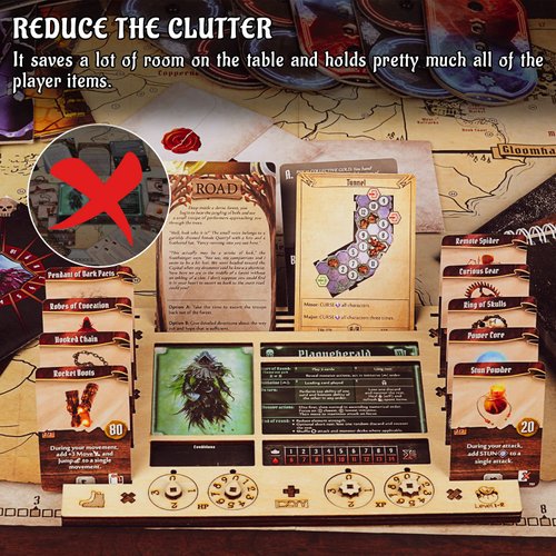 CZYY Gloomhaven/Frosthaven Player Character Dashboard with HP & XP Dial Trackers Set of 2 Birch Plywood Hero Organizer for Saving Your Table Space