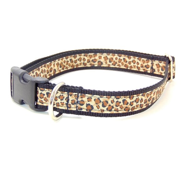 Sylvans Safari Nights Leopard Dog Collar (LG-1"x16"-28", Safari Nights (Black))