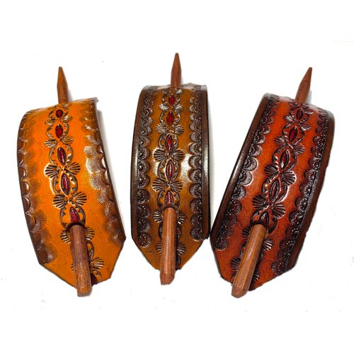 Leather Hair Barrette with Stick…. Unique Design Ponytail Holder for Women….. Hand Tooled Hair Clip….. Choice of 3 Colors #BT 2019