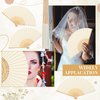 Yinkin 4 Pack Folding Fans Bamboo Handheld Folded Craft Japanese Chinese Line Dancing Fans for Weddings Bridal DIY Decoration Women Kids Gift Party Favors(Cream)
