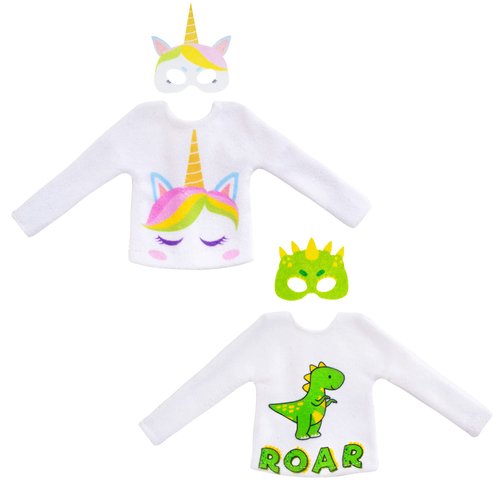 Christmas Elf Doll Clothes Accessories Xmas Dinosaur Unicorn Clothes Eye Mask Christmas Decoration Accessory for Elf Doll Decor Present for Kids