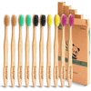Goaycer Eco Friendly Bamboo Toothbrush, 10Pack Medium Firm Bristles Biodegradable Bulk Wooden Toothbrushes