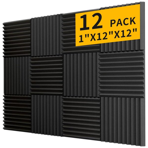Saiqiang sound proof foam panels for walls,12Pack for High-Density sound proof panels for walls, 1"×12"×12" Acoustic panels sound absorbing for Noise Absorbing Canceling