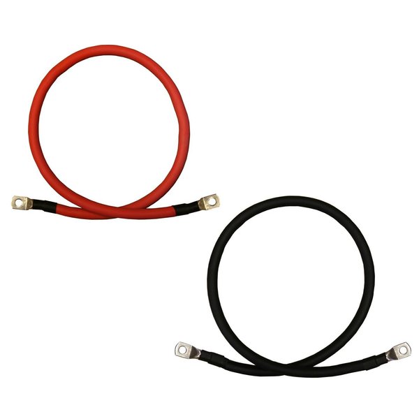 6 AWG Gauge Red + Black Pure Copper Battery Inverter Cables Solar, RV, Car, Boat 18 in 3/8 in Lugs