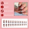 Flower Press on Nail Short Sqaure Fake Nail Blue Flower Deisgn for Acrylic Nail Spring Summer Full Cover Flase Nail Short Sticker on Nail with Glue for Women Girls Nail Art Decoration Supplies -24pcs Press on Nail