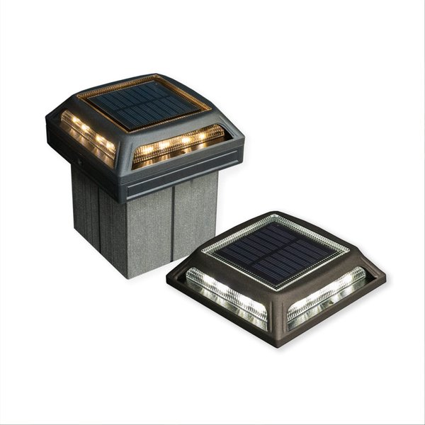 Classy Caps SLD505B Muskoka Universal Solar Light for Post, Path, Garden & Dock - 2 Light Color Modes - Fits 3.5x3.5 & 4x4 Posts - Black Aluminum