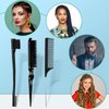 Geiserailie 3 Pcs Slick Back Hair Brush Set Bristle Hair Brush Edge Control Brush Teasing Comb for Women Baby Kids' Black Hair(Black)