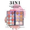 Joyeee Blusher Contour Highlighter Makeup Palette, 16 Color All-in-One Matte- Bronzer Facial lluminator Palette with Makeup Brush, Long Lasting and Soft Powder, Pro Makeup Powder Kit
