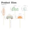 The Big One Cupcake Toppers, 1st Birthday Ocean Surf Cupcake Toppers，"ONE" Birthday Cake Decoration,Surf Bus Cake Topper，Swimming Beach Themed Party Ocean Baby Shower Party Supplies
