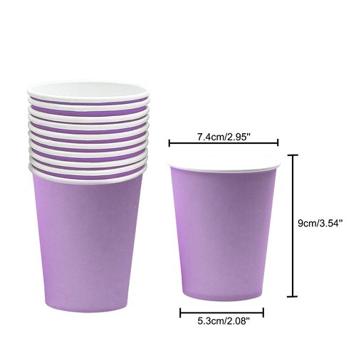 Yuxitia Disposable Paper Cups,60pcs Color Paper Cups For DIY Wedding Party Picnic BBQ Travel and Event 8OZ (Light purple)