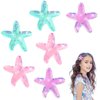 Amabro 6PCS Starfish Hair Clips, Sea Star Hair Barrettes Starfish Hair Accessories Seashell Headpiece Hair Claw Glitter Hair Alligator Clip Sequins Hairpins for Women Girls Bride