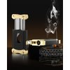 XIFEI Cigar Cutter, Stainless Steel V-Cut Cigar Cutter Built-in Cigar Puncher (Black Gold)