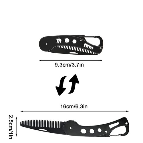 baixikly Stainless Steel Folding Beard Comb For Men, Mustache Comb Multifunctional Pocket Beard for Men Beard Mustache Stylin