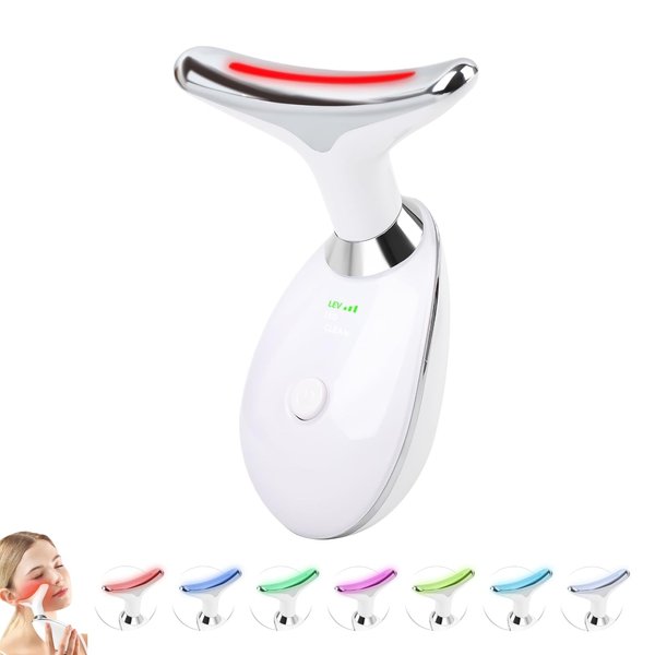 Red Light Therapy for Face, LED Face Massager, RED Light Device (White, 7 Color)