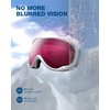 ZIONOR Lagopus Ski Snowboard Goggles UV Protection Anti fog Snow Goggles for Men Women Adult Youth VLT 46% White Frame Clear Rose Lens