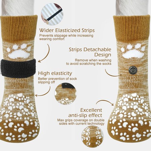 EXPAWLORER Anti-Slip Dog Socks,Dog Boots&Paw Protectors to Prevent Licking,Dog Shoes for Hot/Cold Pavement, Double Sides Non-Skid Traction Control on Hardwood Floor for Senior Dogs