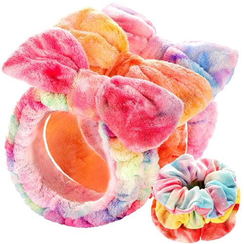 LEOBRO Makeup Headband, 3pcs Headband for Washing Face, Spa Headband, Skin Care Headband for Girls Women Gift, Hair Band for Washing Face, Shower Headband, with 3pcs Hair Scrunchies