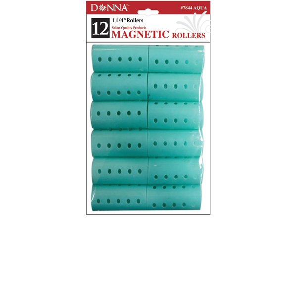 DONNA Magnetic Rollers 1.25"(D) 12PCS Foam Hair Rollers Hair Curlers Hair Clips for Hairdressing Styling Heatless Hair Curler AQUA