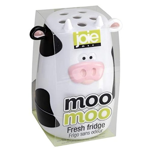 Joie Moo Moo Fresh Fridge Deodorizer, Reusable Baking Soda Holder, Compact Odor Absorber and Smell Eliminator for Refrigerator or Freezer, Cute Kitchen Gadget, BPA-Free, Cow