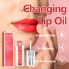 Magic Color Changing Lip Oil, Warm Change Lip Gloss, Nourishing Lip Glow Oil Upgraded Big Brush Head Moisturizing Lip Oil Long Lasting & Non-Sticky Primer Lip Tint (Red)